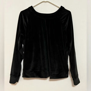 Terra & Sky Black Velour Pullover Sweatshirt Top Size 0X (14W) R1
